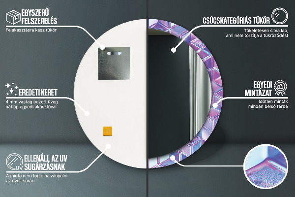 Espelho com moldura impressa redondo Abstrato surrealista