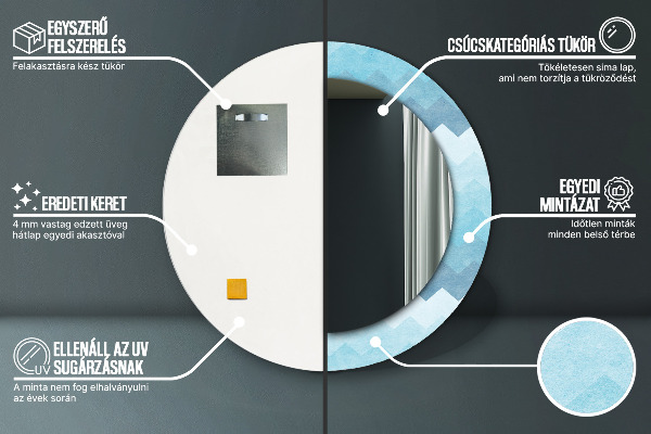 Espelho com moldura impressa redondo Padrão Chevron