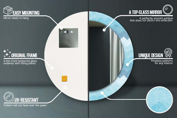 Espelho com moldura impressa redondo Padrão Chevron