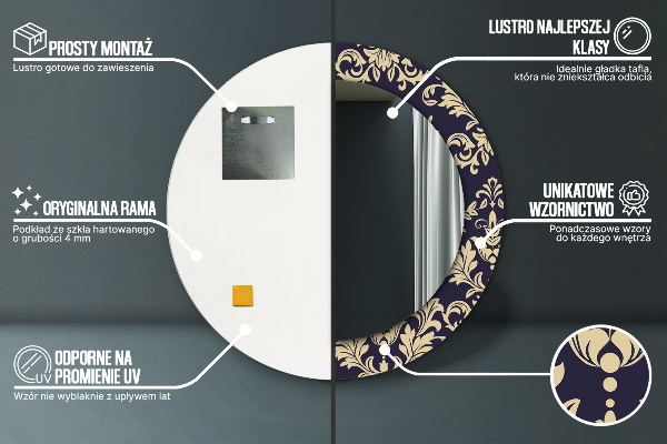 Espelho circular de parede decorativo Padrão floral