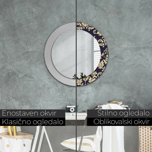Espelho circular de parede decorativo Padrão floral