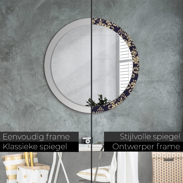 Espelho circular de parede decorativo Padrão floral