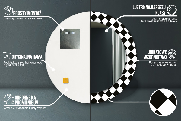 Espelho circular de parede decorativo Mesa com tabuleiro de xadrez