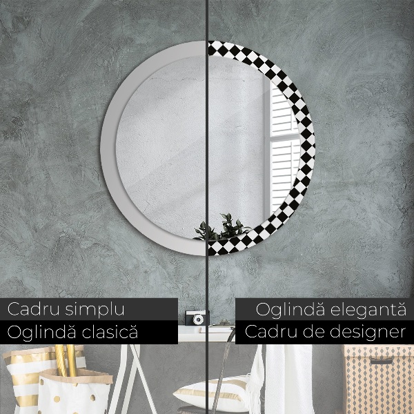 Espelho circular de parede decorativo Mesa com tabuleiro de xadrez