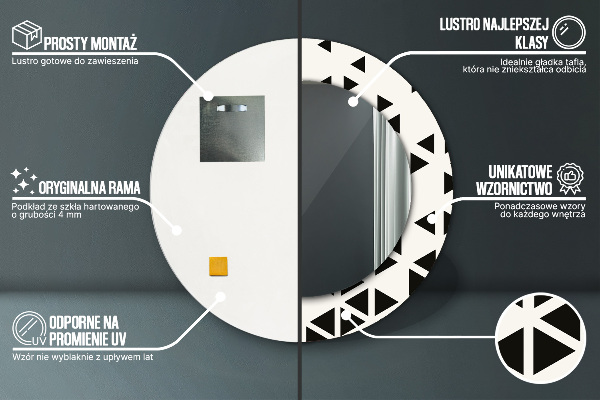 Espelho circular de parede decorativo Geométrico abstrato