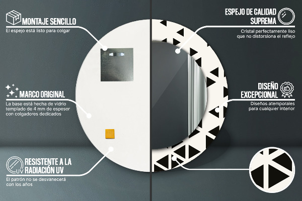 Espelho circular de parede decorativo Geométrico abstrato