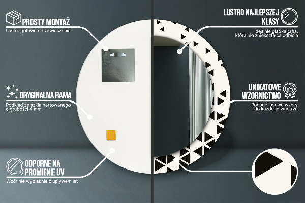Espelho circular de parede decorativo Geométrico abstrato