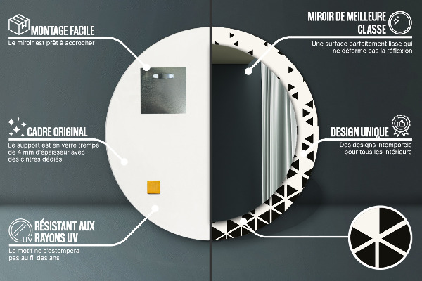 Espelho circular de parede decorativo Geométrico abstrato
