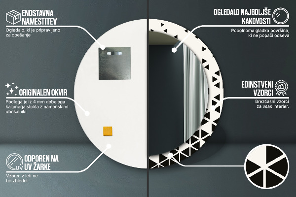 Espelho circular de parede decorativo Geométrico abstrato