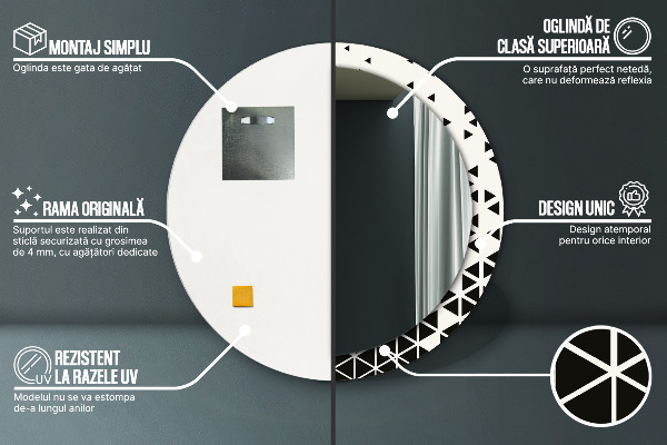 Espelho circular de parede decorativo Geométrico abstrato