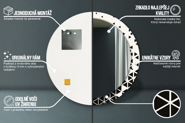 Espelho circular de parede decorativo Geométrico abstrato