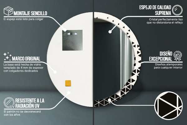 Espelho circular de parede decorativo Geométrico abstrato