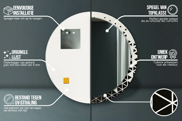 Espelho circular de parede decorativo Geométrico abstrato