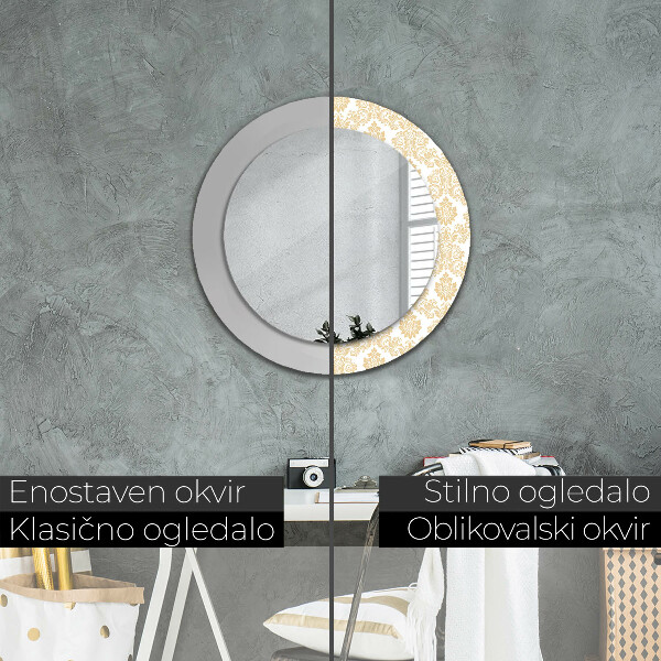 Espelho circular de parede decorativo Damasco barroco