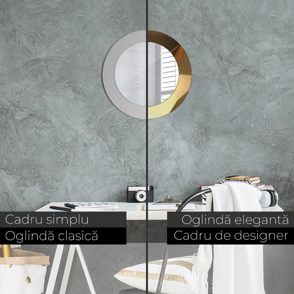 Espelho circular decorativo de parede Abstrato dourado