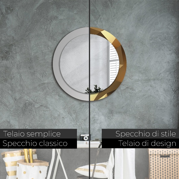 Espelho circular decorativo de parede Abstrato dourado