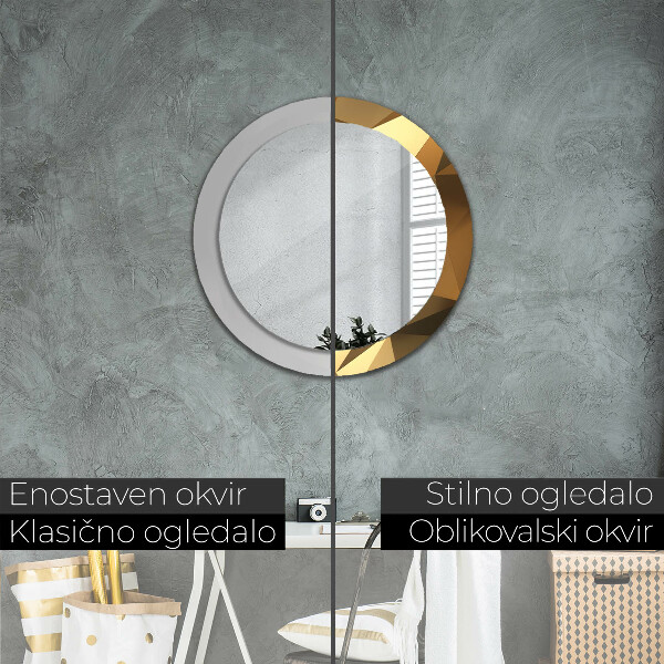 Espelho circular decorativo de parede Abstrato dourado