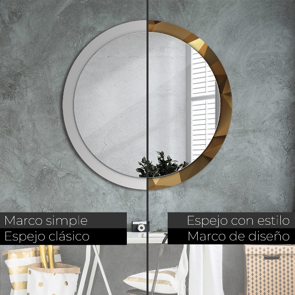 Espelho circular decorativo de parede Abstrato dourado