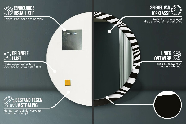 Espelho com moldura impressa redondo Onda abstrata