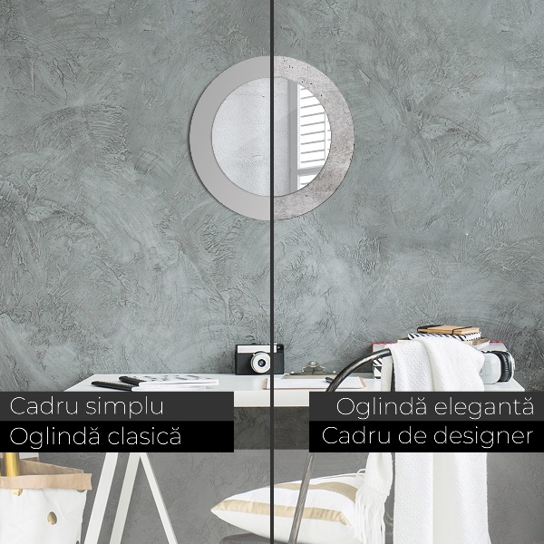 Espelho com moldura impressa redonda Betão cinzento