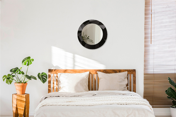 Espelho com moldura impressa redondo Preto abstrato