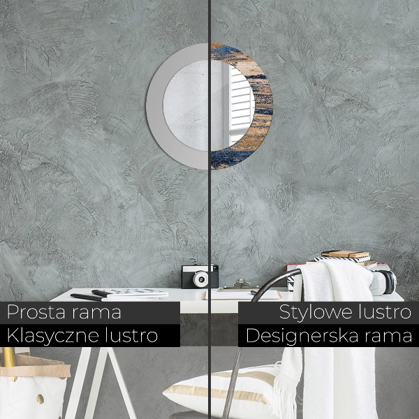 Moldura impressa espelho redondo Madeira abstrata