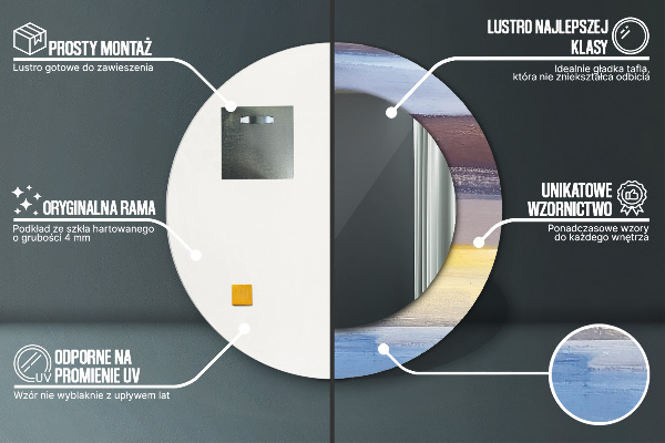 Moldura impressa espelho redondo Imagem abstrata