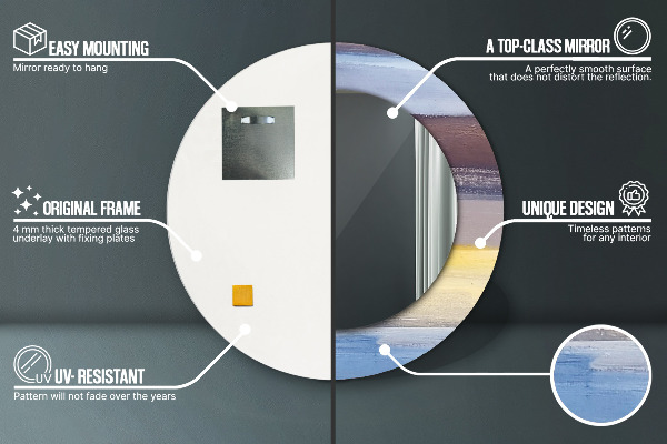 Moldura impressa espelho redondo Imagem abstrata