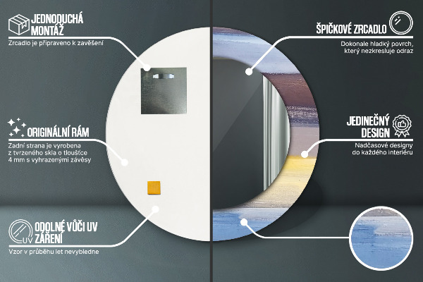 Moldura impressa espelho redondo Imagem abstrata