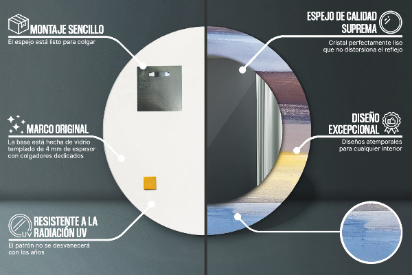 Moldura impressa espelho redondo Imagem abstrata