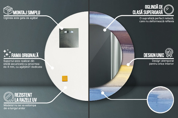 Moldura impressa espelho redondo Imagem abstrata