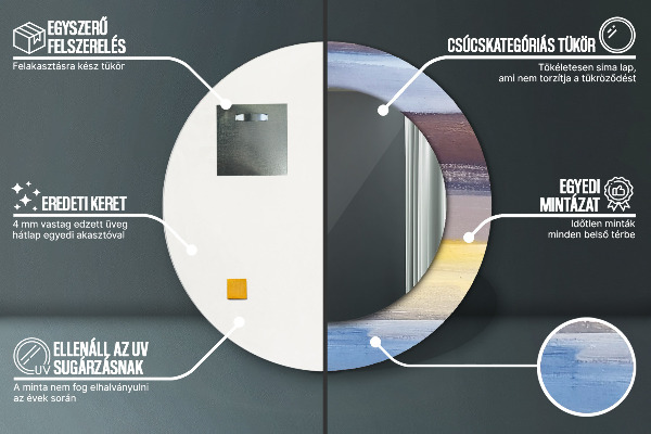 Moldura impressa espelho redondo Imagem abstrata