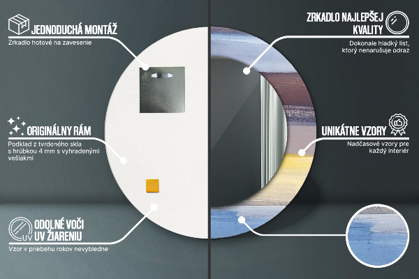 Moldura impressa espelho redondo Imagem abstrata