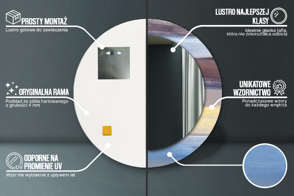 Moldura impressa espelho redondo Imagem abstrata