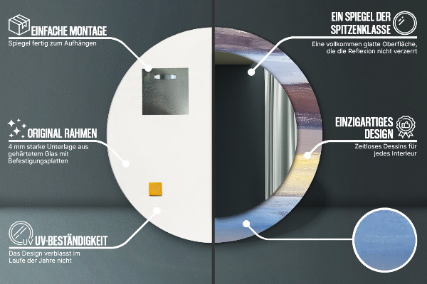 Moldura impressa espelho redondo Imagem abstrata