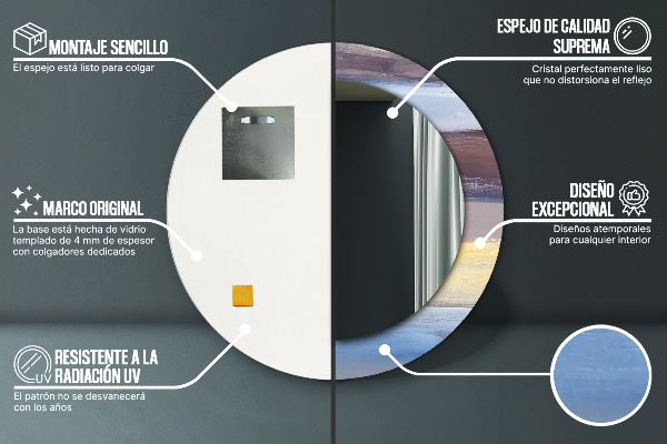 Moldura impressa espelho redondo Imagem abstrata