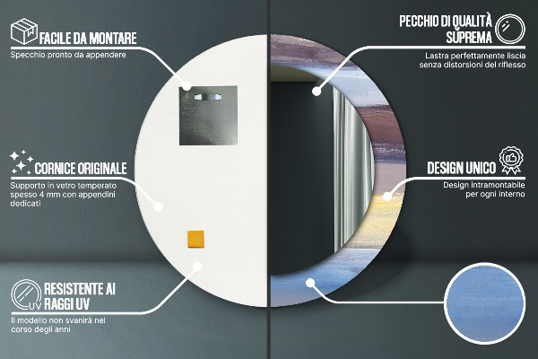 Moldura impressa espelho redondo Imagem abstrata