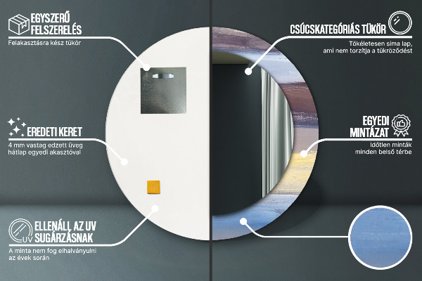 Moldura impressa espelho redondo Imagem abstrata