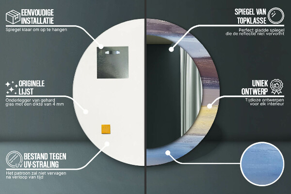 Moldura impressa espelho redondo Imagem abstrata