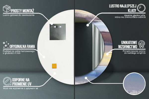 Moldura impressa espelho redondo Imagem abstrata