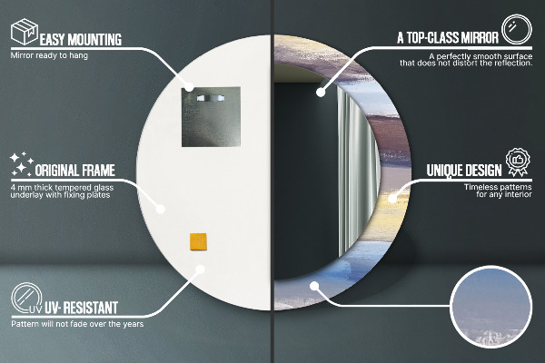 Moldura impressa espelho redondo Imagem abstrata