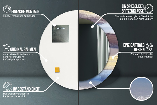 Moldura impressa espelho redondo Imagem abstrata