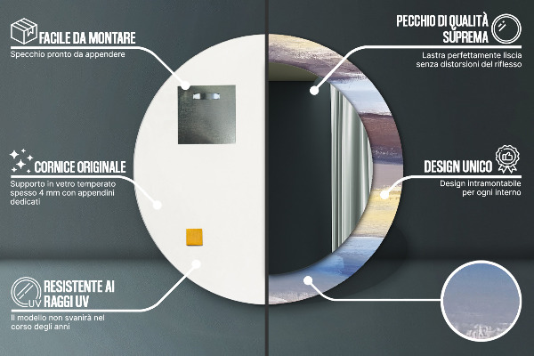 Moldura impressa espelho redondo Imagem abstrata