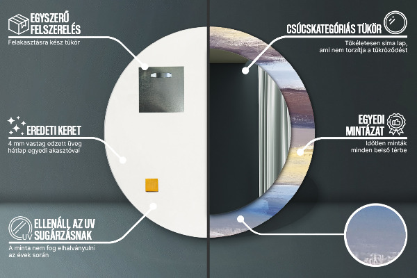 Moldura impressa espelho redondo Imagem abstrata