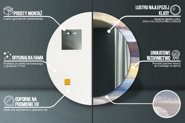 Moldura impressa espelho redondo Imagem abstrata