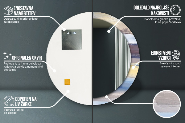 Moldura impressa espelho redondo Imagem abstrata