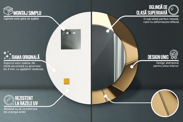 Espelho com moldura impressa redondo Abstrato moderno