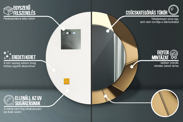 Espelho com moldura impressa redondo Abstrato moderno