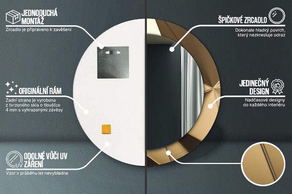 Espelho com moldura impressa redondo Abstrato moderno