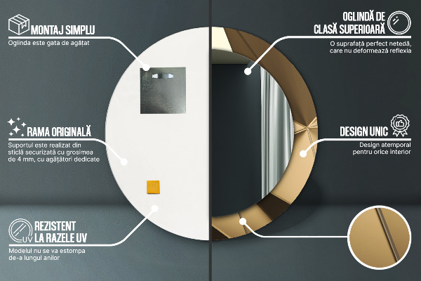 Espelho com moldura impressa redondo Abstrato moderno